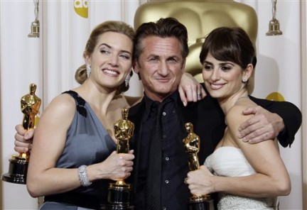 Sean Penn, Kate Winslet e Penelope Cruz, attori da Oscar 2009
