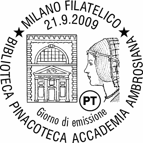 Il francobollo che le poste italiane dedicano alla pinacoteca ambrosiana