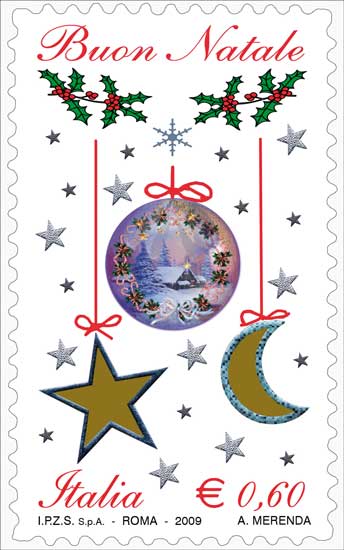 La versione laica del francobollo natalizio delle poste italiane