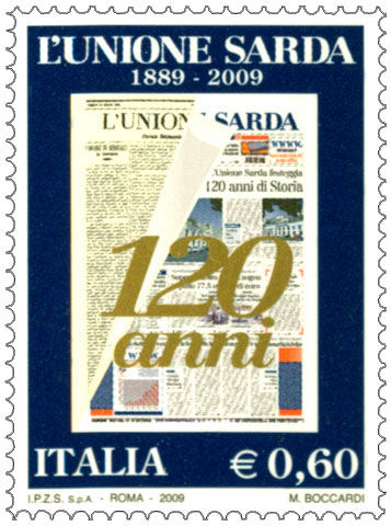Il francobollo e l'annullo per l'unione sarda