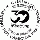 meeting rimini 2009, il francobollo e il timbro 1° giorno