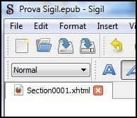 Foto 1: L'interfaccia grafica di Sigil (dettaglio delle icone di apertura e salvataggio dei documenti).