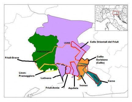 la mappa del vino in Friuli Venezia Giulia