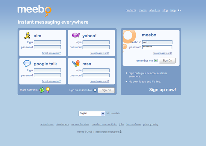 Chat e messaggi online con Meebo