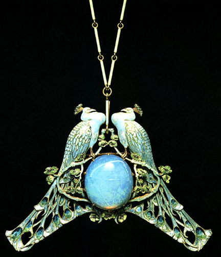 R Lalique - Pendente di collana in oro e smalto - 1902-3