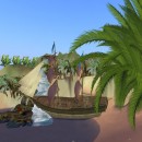 Spiaggia con vascello 3D tra le palme
