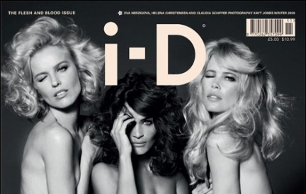 Eva Herzigova, Helena Christensen e Claudia Schiffer bellissime su i-D Magazine