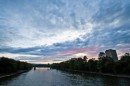 Prime luci del tramonto sul fiume Susquehanna