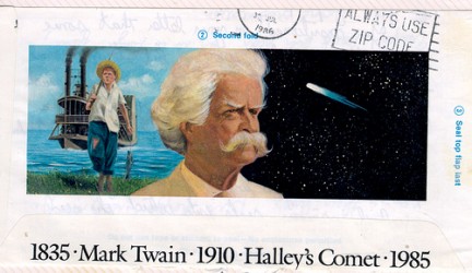 Una busta che ricorda la morte di Mark Twain collegata alla cometa Halley