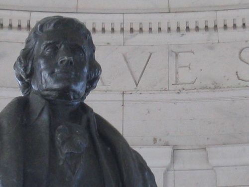 Particolare della statua in bronzo di Jefferson