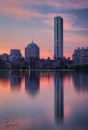 Luci del tramonto sui grattacieli e su Hancock Tower